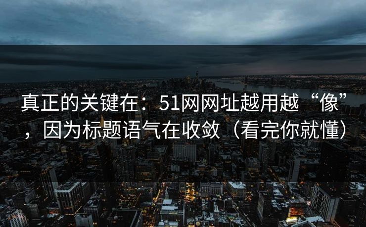 真正的关键在:51网网址越用越“像”,因为标题语气在收敛(看完你就懂) 真正的关键在:51网网址越用越“像”,因为标题语气在收敛(看完你就懂)