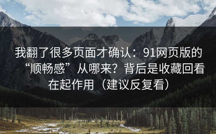 我翻了很多页面才确认：91网页版的“顺畅感”从哪来？背后是收藏回看在起作用（建议反复看）