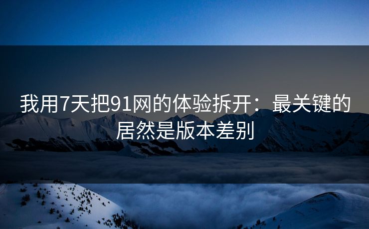 我用7天把91网的体验拆开：最关键的居然是版本差别